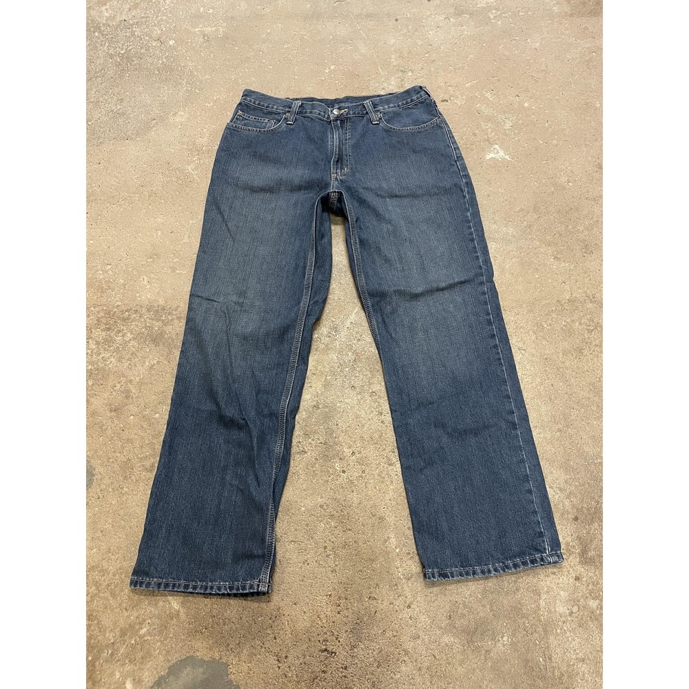 Carhartt 101483-968 Jeans Mens 36x32 Blue Dark Wash Relaxed Straight Denim‎ Work
